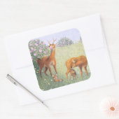 Deer Family Vierkante Sticker (Envelop)
