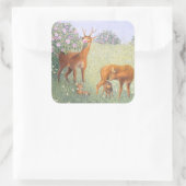 Deer Family Vierkante Sticker (Tas)