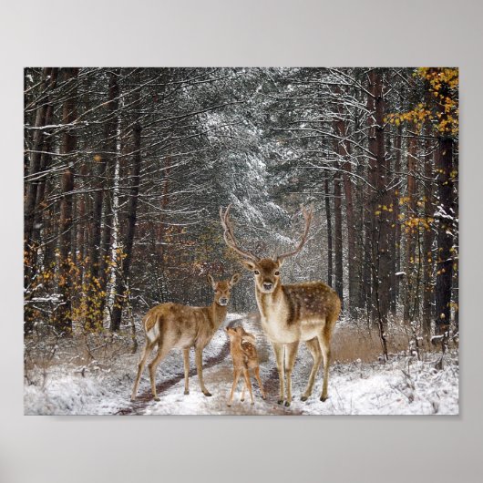 Deer Family Watercolor Decoupage Print (Voorkant)