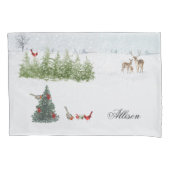 Deer Family - Winterlandschapshuwelijk Natuur Kussensloop (Voorkant)