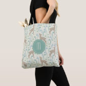 Deer Fawn and Flowers Monogram Pastel Tote Bag (Dichtbij)