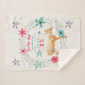 Deer Fawn Baby Meisje Stats Waterverf krans Sherpa Deken (Voorkant (horizontaal))