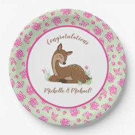 Deer Fawn Baby shower Papieren Bordje