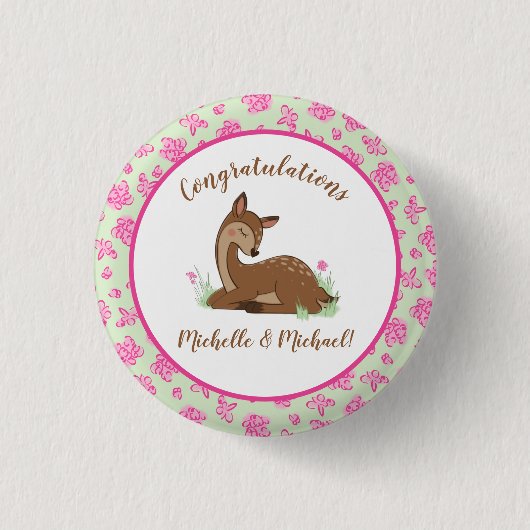 Deer Fawn Baby shower Ronde Button 3,2 Cm (Voorkant)