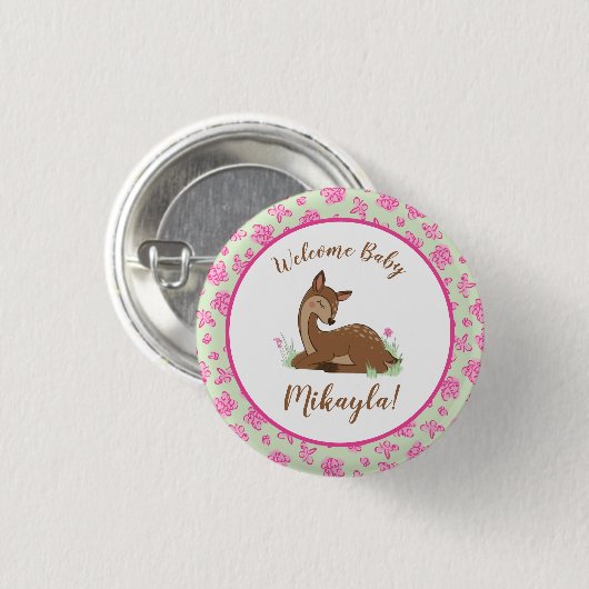 Deer Fawn Baby shower Ronde Button 3,2 Cm (Voorkant /achterkant)