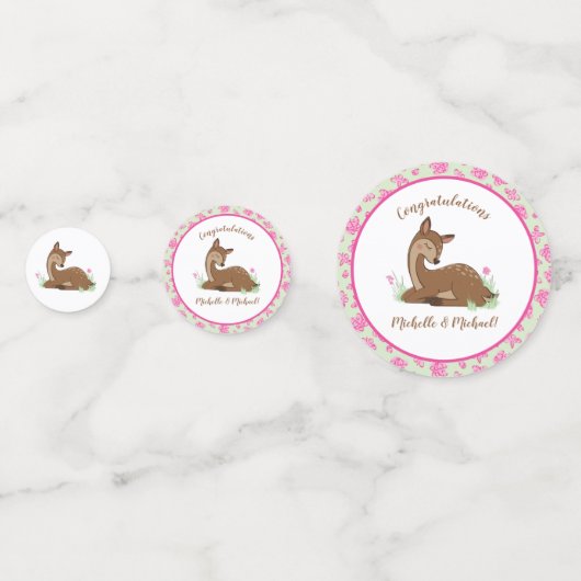 Deer Fawn Baby shower Woodland Animals Confetti (Voorkanten)