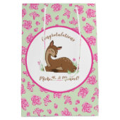 Deer Fawn Baby shower Woodland Animals Medium Cadeauzakje (Achterkant)