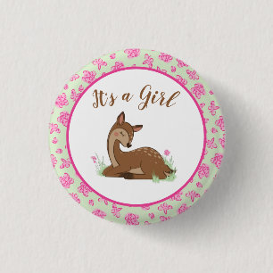 Deer Fawn Baby shower Woodland Animals Ronde Button 3,2 Cm