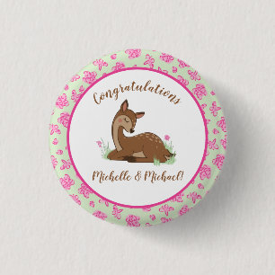 Deer Fawn Baby shower Woodland Animals Ronde Button 3,2 Cm