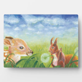 Deer Fawn en Squirrel Fotoplaat