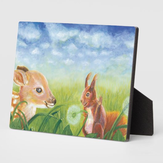 Deer Fawn en Squirrel Fotoplaat (Zijkant)