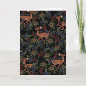 Deer Fawn Floral Pattern Feestdagen Kaart (Voorkant)
