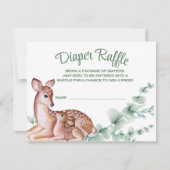 Deer Fawn Groen Baby shower Luier Raffle Kaart (Voorkant)