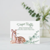 Deer Fawn Groen Baby shower Luier Raffle Kaart (Staand voorkant)