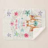 Deer Fawn Twin Baby Meisje Stats Waterverf krans Sherpa Deken (Voorkant (horizontaal))