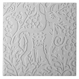 Deer Fawn White Gray Embossed Woodland Animal Tegeltje