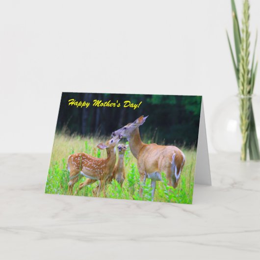 Deer Fawns Nursing, Happy Moederdag! Kaart (Voorkant)
