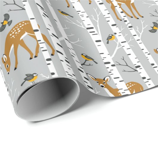 Deer Fawns White Birch Forest Gift Cadeaupapier (Rol Hoek)
