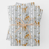 Deer Fawns White Birch Forest Gift Inpakpapier Vel (In situ)