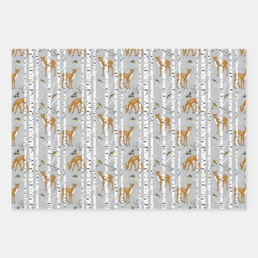 Deer Fawns White Birch Forest Gift Inpakpapier Vel (Voorkant)