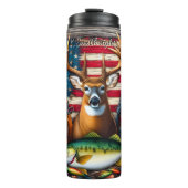 Deer Fish Pistolen Amerikaanse vlag Thermosbeker (Voorkant)