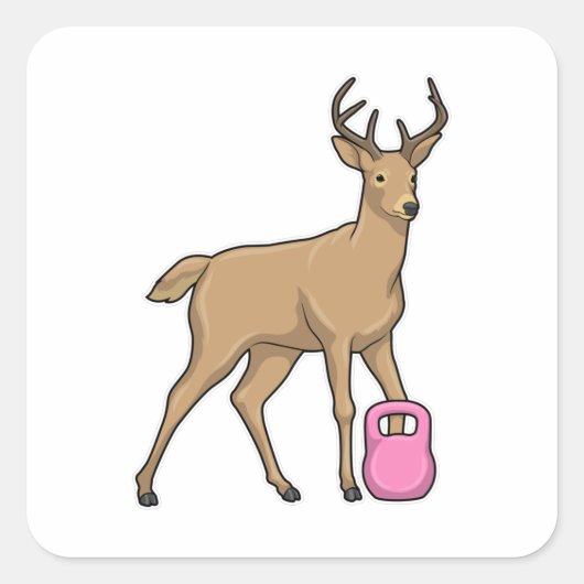 Deer Fitness Dumbbell Vierkante Sticker (Voorkant)