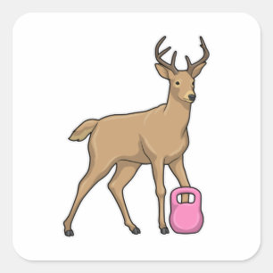 Deer Fitness Dumbbell Vierkante Sticker