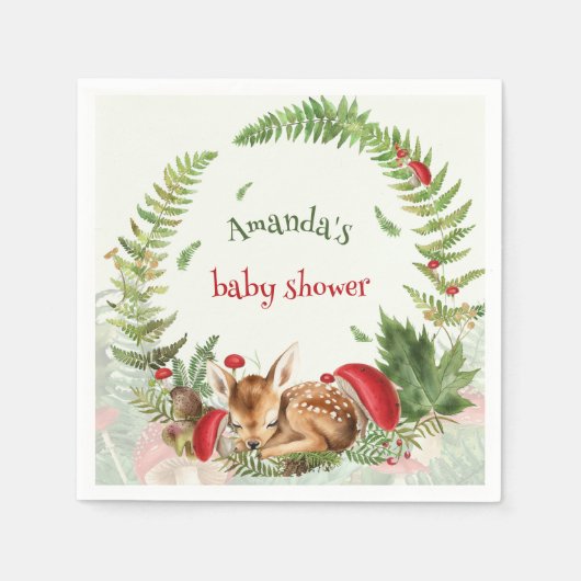 Deer floral baby shower servet (Voorkant)