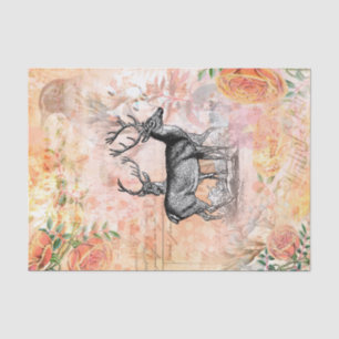 deer Floral Collage Tissuepapier