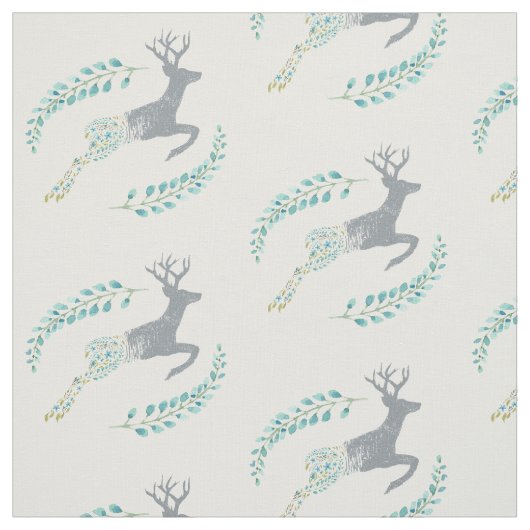 Deer Floral Fabric Stof (Swatch)