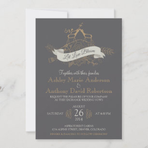Deer Floral Mountain Woodsy Alpine Wedding Kaart
