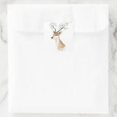 Deer Flower Antlers Vierkante Sticker (Tas)