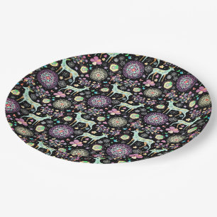 Deer Flowers Snowflake Heart Birds Papieren Bordje