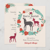 Deer Folk Art Winter Baby shower Uitnodiging (Voorkant / Achterkant)