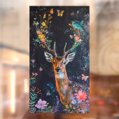 Deer Forest Butterflies Painting Privacy Artful Raamsticker (Vel 2)