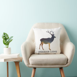 Deer Forest, Waterverf met naam Kussen