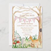 Deer Fox Cute Animal Rabbit Owl Forest Baby shower Kaart (Voorkant)