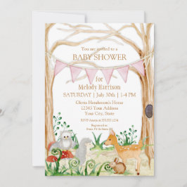 Deer Fox Cute Animal Rabbit Owl Forest Baby shower Kaart