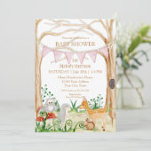 Deer Fox Cute Animal Rabbit Owl Forest Baby shower Kaart (Staand voorkant)