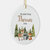 Deer Fox Forest Big Brother kerstcadeau Keramisch Ornament (Rechts)