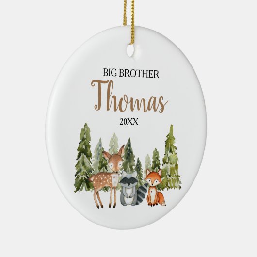 Deer Fox Forest Big Brother kerstcadeau Keramisch Ornament (Rechts)