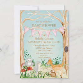 Deer Fox Forest Cute Animal Rabbit Owl Baby shower Kaart