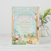 Deer Fox Forest Cute Animal Rabbit Owl Baby shower Kaart (Staand voorkant)