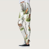 Deer Fox Forest Naadloos Patroon Leggings (Links)