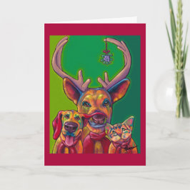 Deer Friends Holiday Kaart beroemd gemaakt door Ro