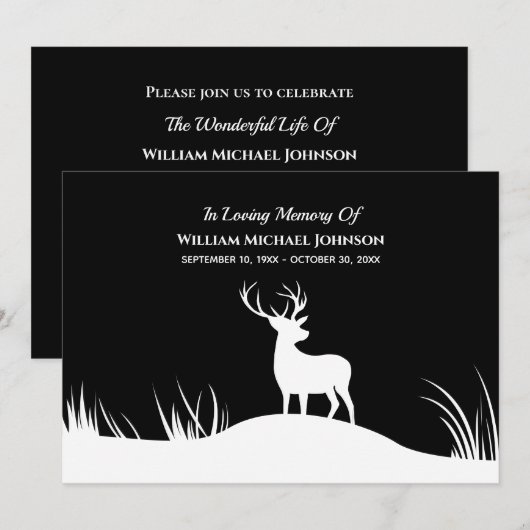 Deer Funeral Memorial in Loving Memory Herembryo Kaart (Voorkant / Achterkant)