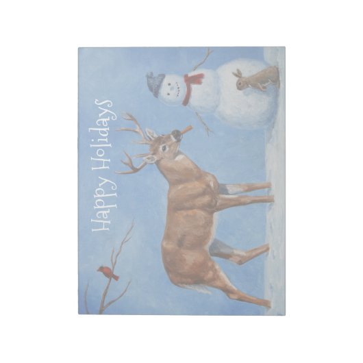 Deer & Funny Snowman Kerstmis Notitieblok (Linkerzijde)