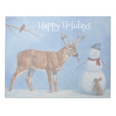 Deer & Funny Snowman Kerstmis Notitieblok (Voorkant)