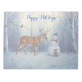 Deer & Funny Snowman Kerstmis Notitieblok (Voorkant)