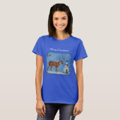 Deer & Funny Snowman Kerstmis T-shirt (Voorkant volledig)